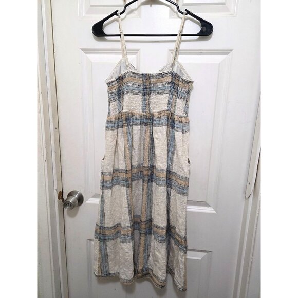 Love Stitch Blue & Beige Plaid Sleeveless Sundress With Adjustable Straps & Pock - Picture 3 of 11
